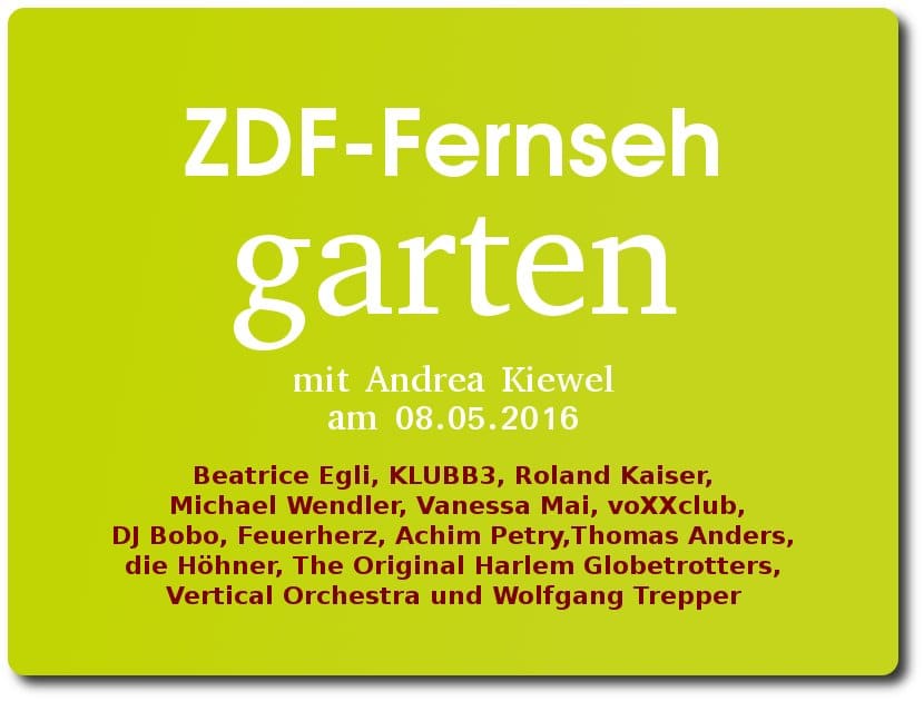 zdf fernsehgarten am 08.05.2016 mit andrea kiewel